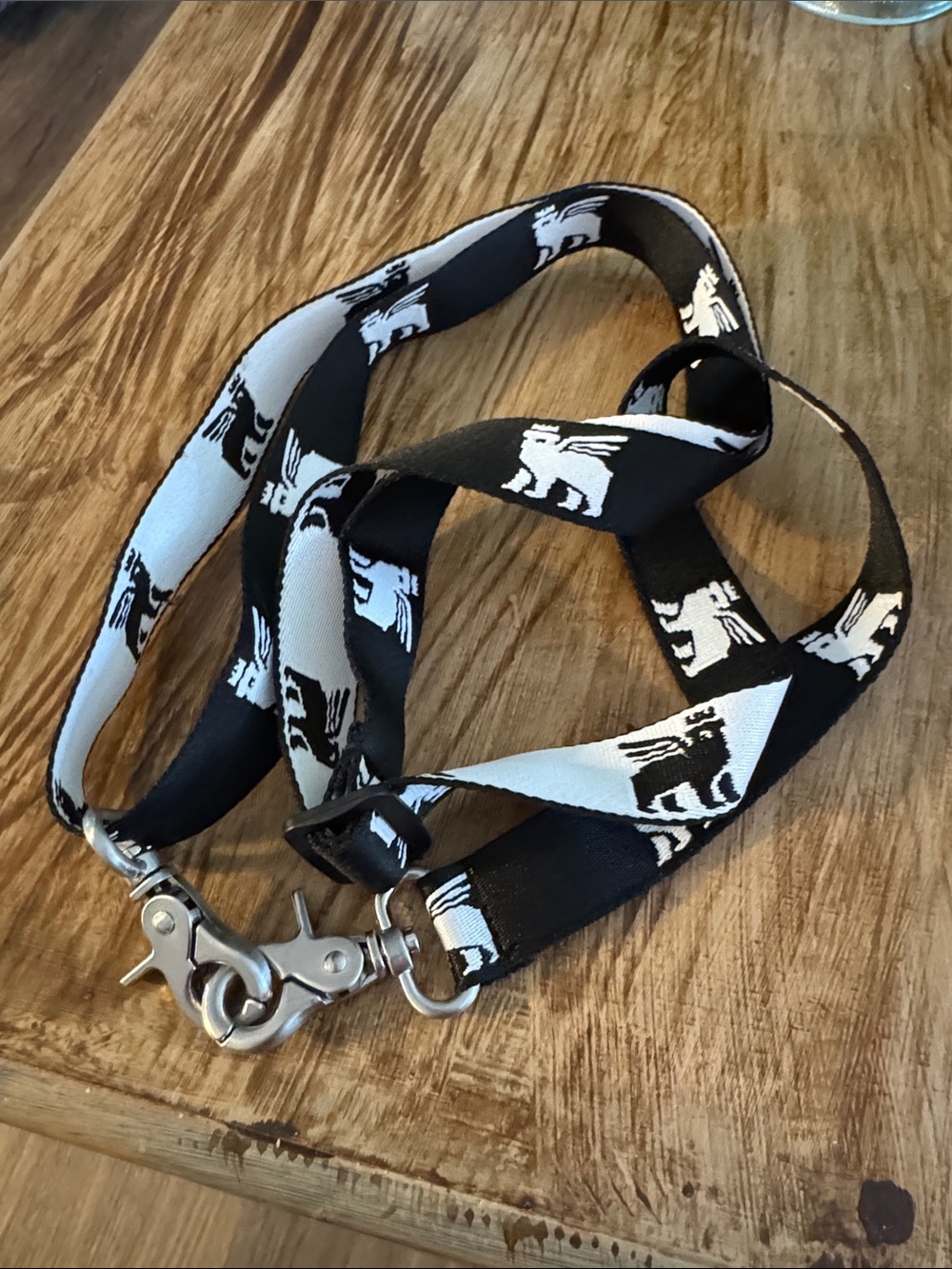 Black and White Stanley Lanyard with Silver Hardware for water bottle